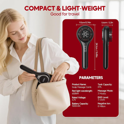Morfone Upgrade 3 in 1 Electric Scalp Massager Brushes, Hair Oil Applicator, IPX7 Waterproof Scalp Massager Comb, Cordless & Portable Adjustable Modes for Men Women