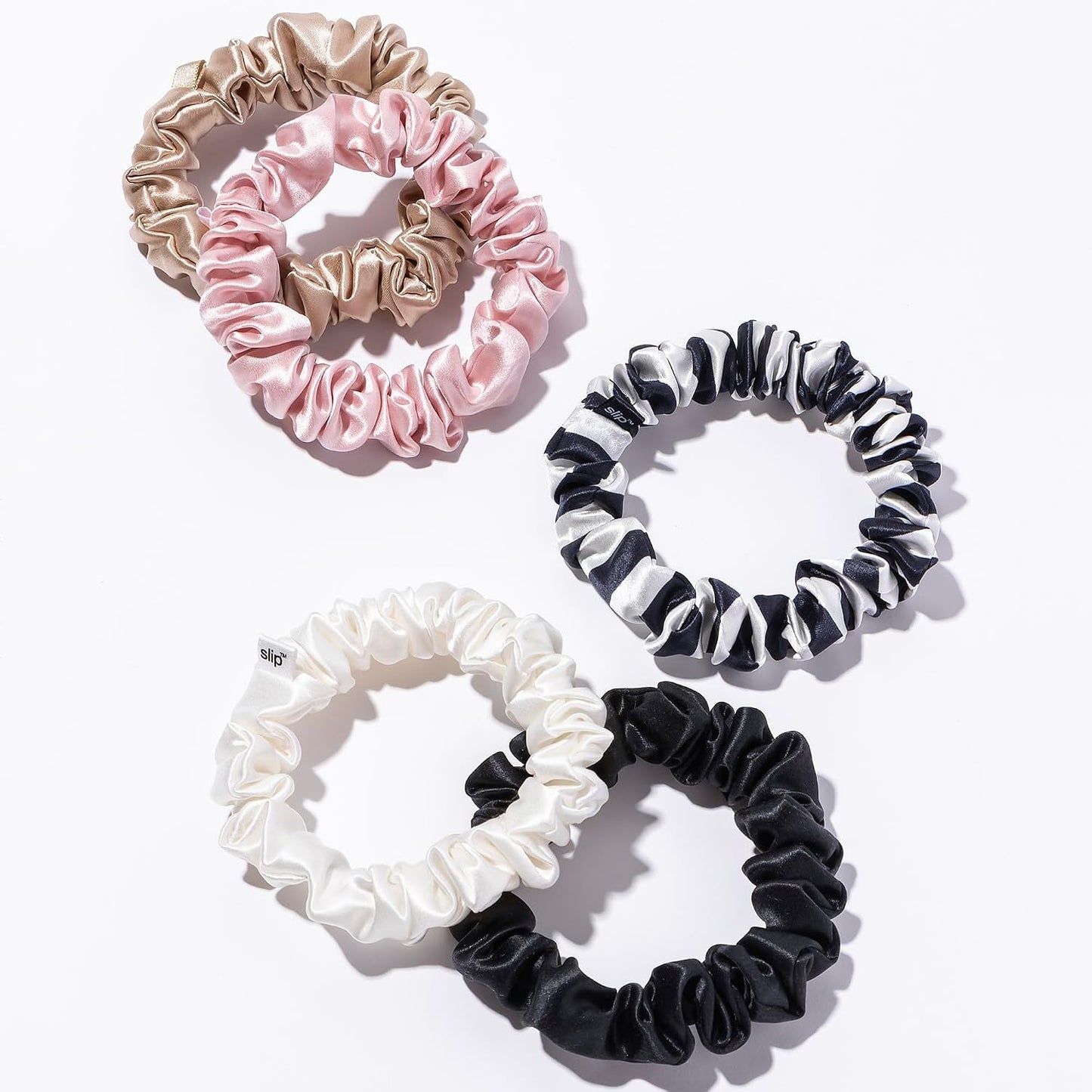 slip Back to Basics Black Midi & Large Scrunchie Set | Includes 2 Midi & 1 Large Pure Silk Scrunchies | 100% Mulberry Silk, Anti-Crease, Gentle on Hair, Prevents Breakage | Stylish & Durable