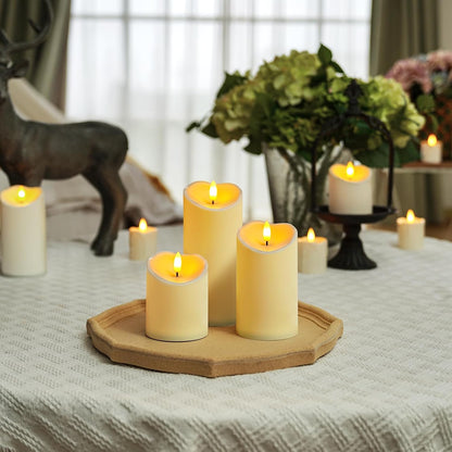 Homemory 6"x3" Outdoor Waterproof Flameless Candles, LED Candles, Battery Operated Candles with Remote and Timers, Electric Fake Plastic Pillar Candles, Ivory White, Set of 2