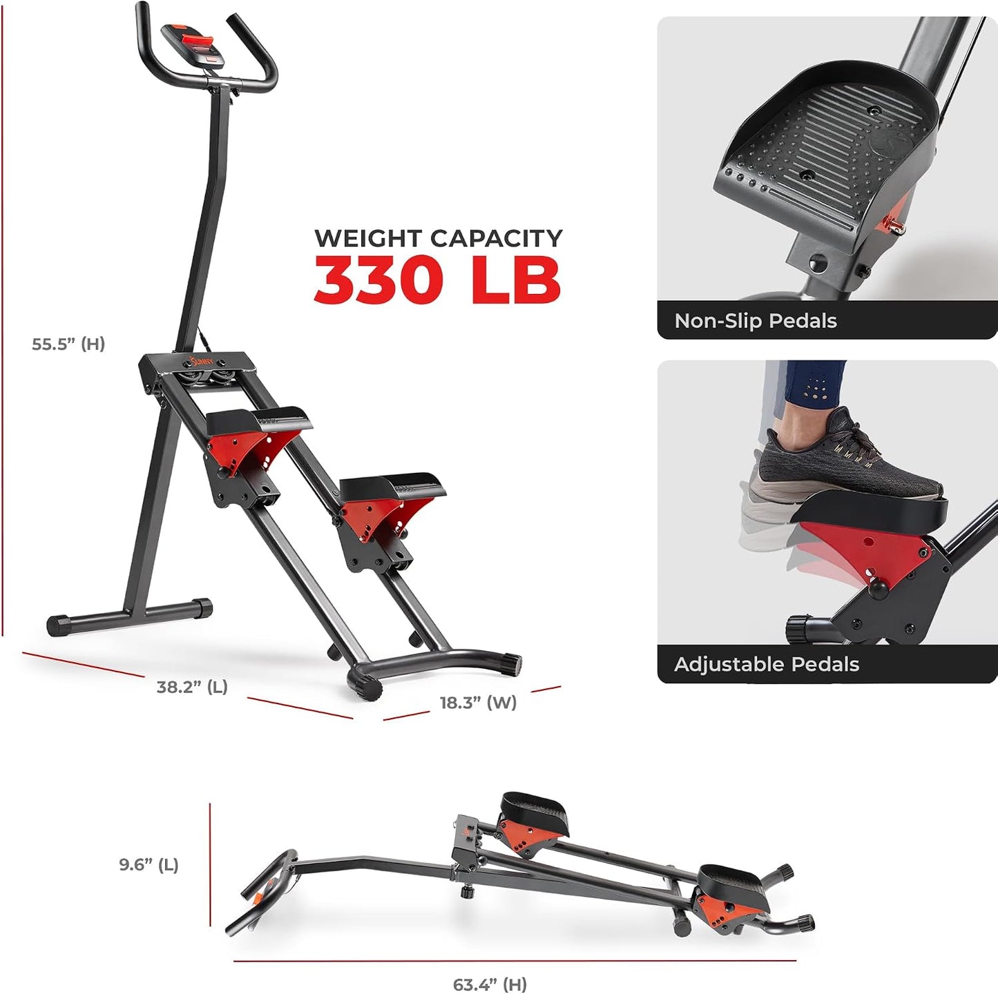 Sunny Health & Fitness Foldable Stair Climber with Extended Step Range