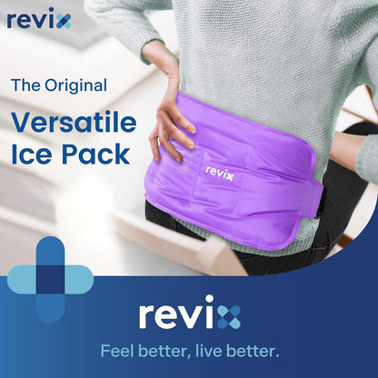 REVIX Ice Pack for Injuries Reusable Gel for Lower Back, Cold Packs for Back Shoulder, Elbow, Hip, Leg, Wrap Around Entire Knee, Soft Cold Compress,16 × 9" Navy