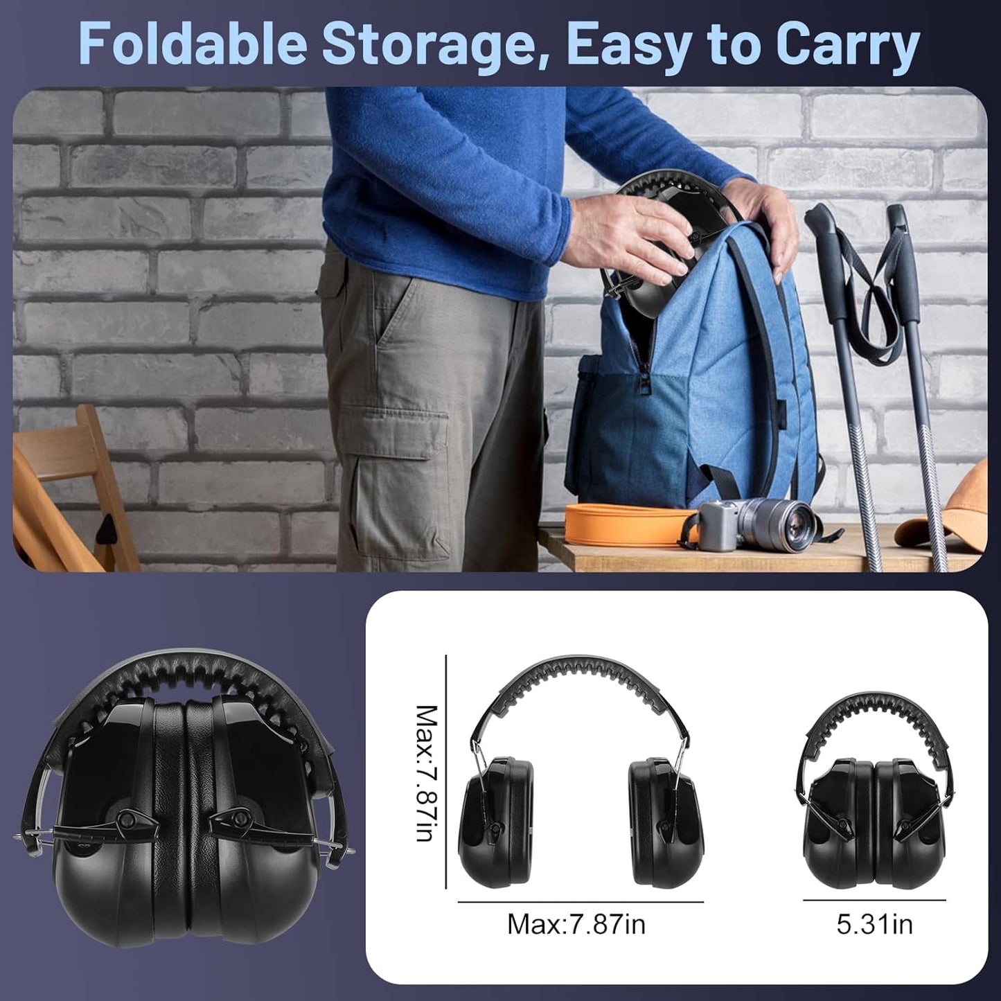 Floriogra 2 Pack 34dB Noise Canceling Headphones For Shooting, Hearing Protection Earmuffs, Ear Protection Headphones, Thickened Headband Ear Muff For Noise Reduction for Shooting, Construction,Mowing