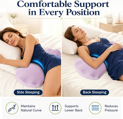 Fledano Lumbar Pillow for Sleeping, Lumbar Support Pillow for Bed for Back Pain Relief, Memory Foam Lower Back Pillow for Bed, Back Support Pillow for Side & Back Sleepers, Washable Cover