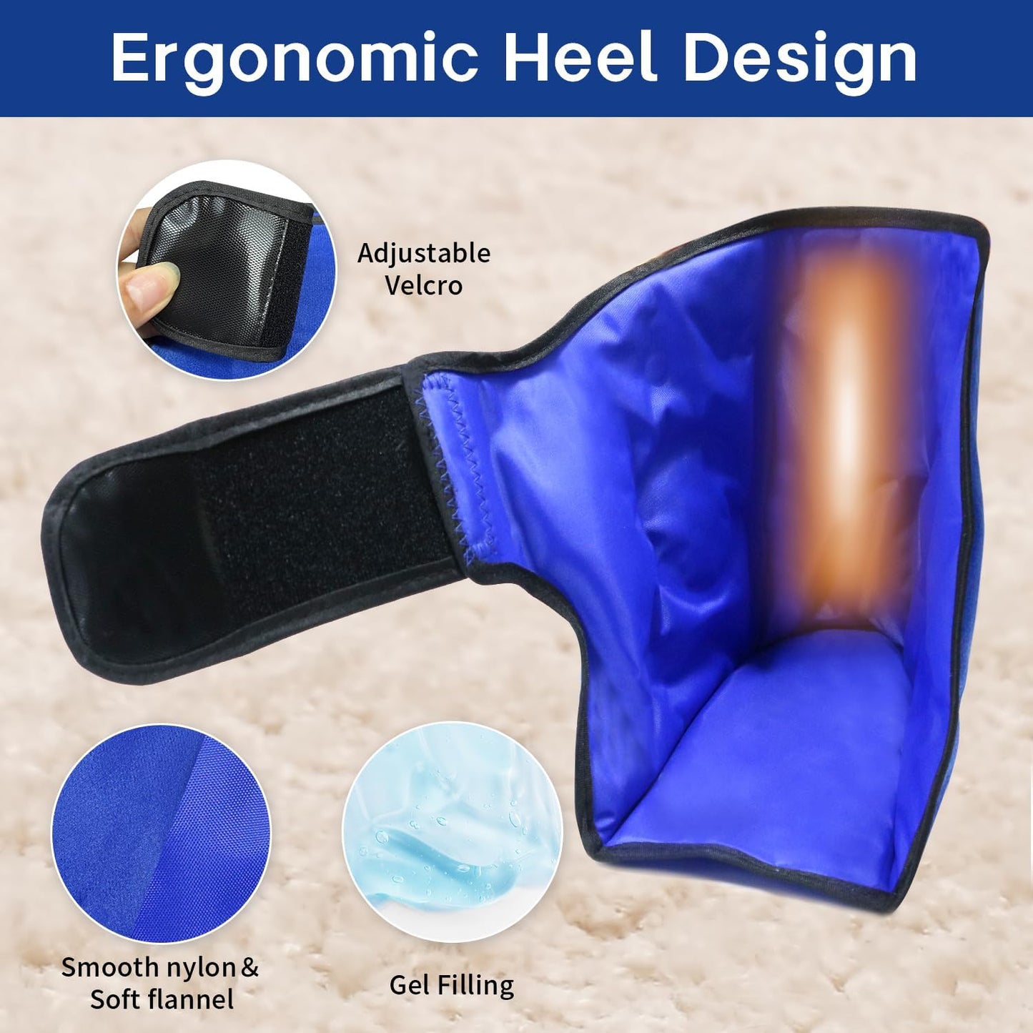 Ankle Ice Pack Wrap for Heel Swelling Pain Relief Reusable Gel Hot Cold Compress for Achilles Tendonitis Plantar Fasciitis, Post-Surgery, Sports Injury(1pcs,Blue)