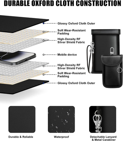 Faraday Bags for Phone and Car Key Fob, Signal Blocking Pouch, Anti-Theft Keyless Entry Theft Protection