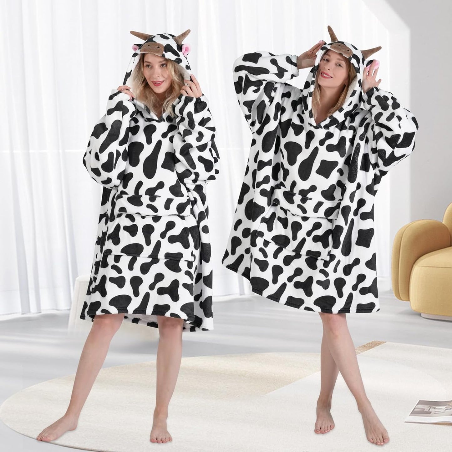 Fiosnow Sun and Moon Blanket Hoodies for Women and Men Adult Oversize Wearable Blanket Hoodies for Soft and Warm