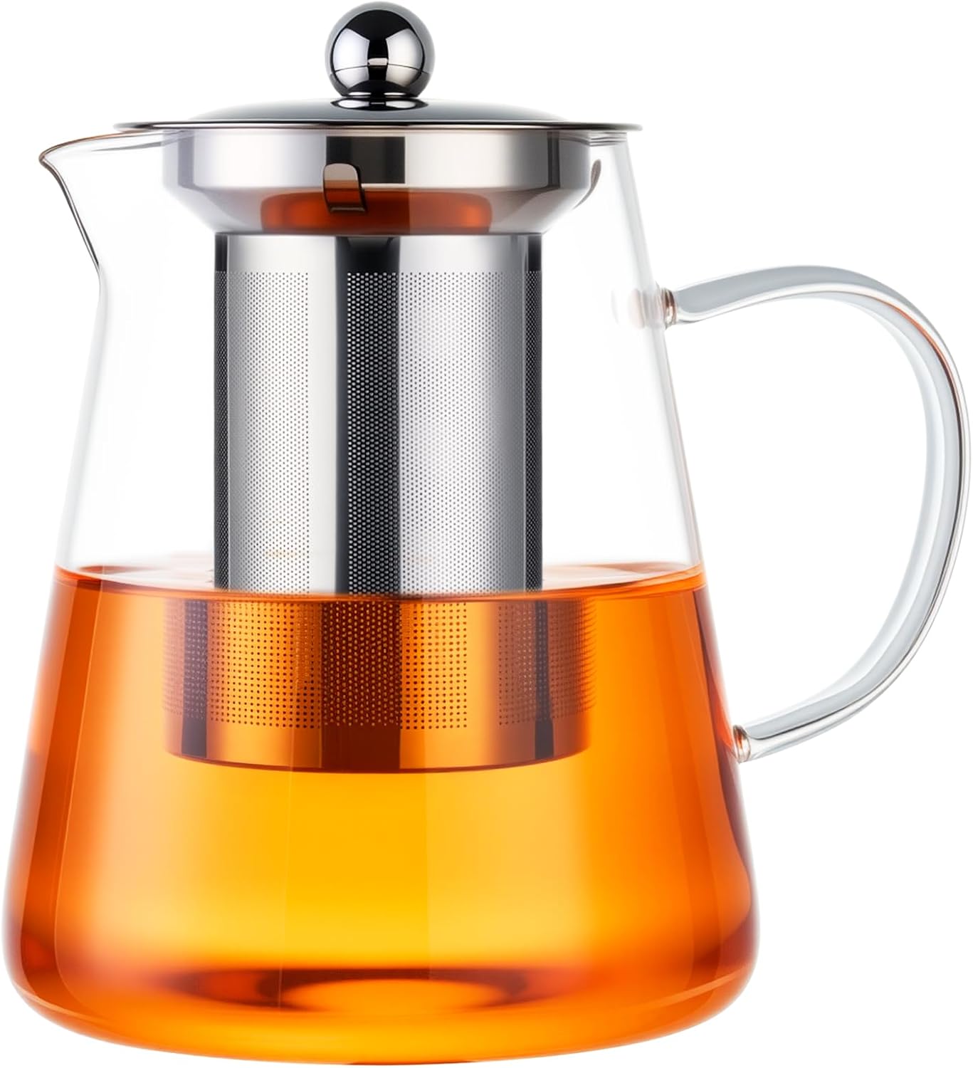 Baalaka Glass Teapot Stovetop 20 OZ/600ml, Tea pot with Removable 18/8 Stainless Steel Infuser, Borosilicate Clear Tea Kettle, Teapot Blooming and Loose Leaf Tea Maker Tea Brewer for Camping, Travel