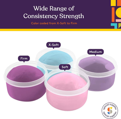 Special Supplies Therapy Putty for Kids and Adults - Resistive Hand Exercise Stress Relief Therapy Putty Kit, Set of 4 Strengths, Three Ounces of Each Putty