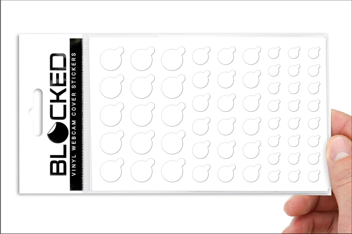 Blocked Original Vinyl Webcam Cover Stickers | Restickable & Stackable Privacy Covers | for All Camera-endable Devices | 3-Sizes | 57 Black Tabbed (Muted Matte)