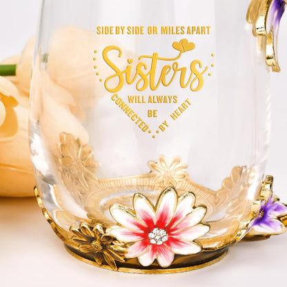 Enamel Glass Flower Tea Pot With Removable Loose Tea Leaf Infuser Tea Maker Teapot Set 30.4OZ Gifts for Women,Mom,Birthday