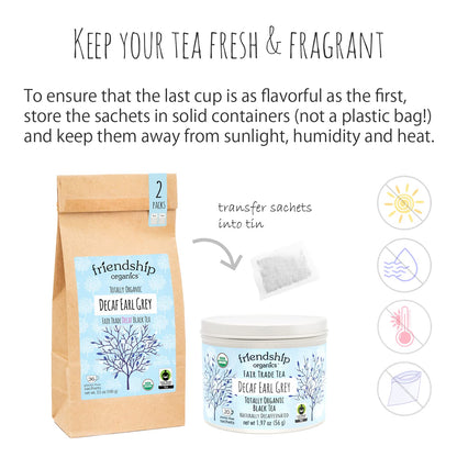 Friendship Organics Decaf Earl Grey Tea Bags, Organic and Fair Trade 20 Count