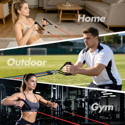 Resistance Bands Set, Himaly Exercise Bands Strength Training Fitness Bands Workout Elastic Bands with Legs Ankle Straps, Door Anchor, Handles & Carry Bag for Home Outdoor Workouts