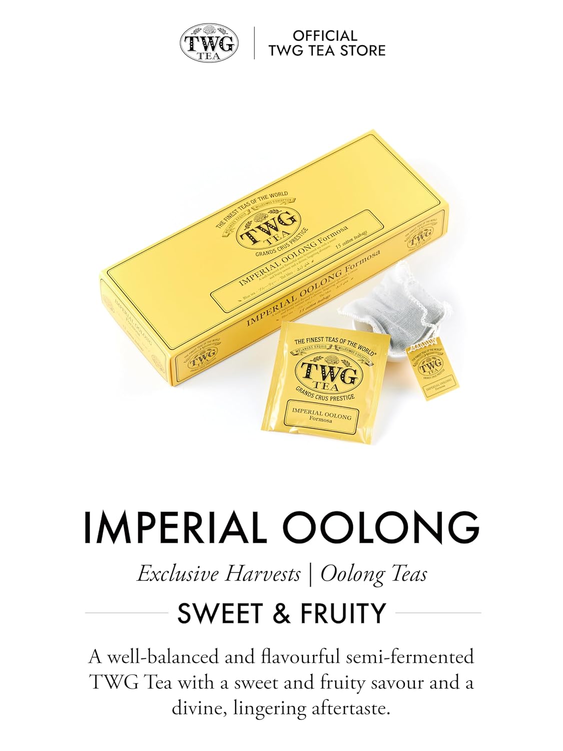 TWG Tea | Imperial Oolong | Oolong Tea | Sweet & Fruity Savour | 15 Hand Sewn Cotton Teabags | Gift Set