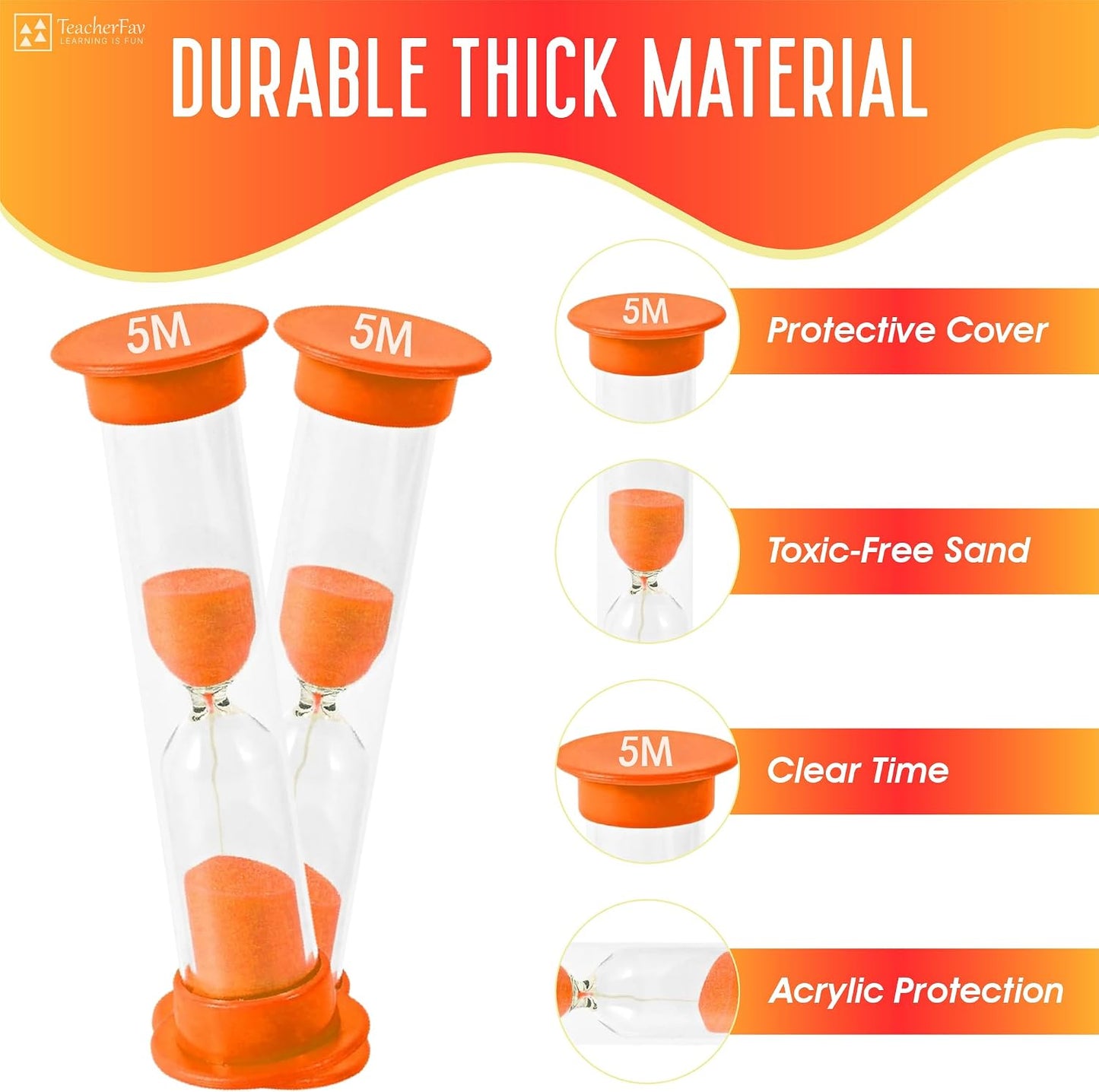 Sand Timer for Kids Set of 3 Small Colorful Hourglass Acrylic Covered Clock 1Min 2Min 5Min for Classroom, Home & Kids Room