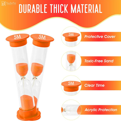 Sand Timer for Kids Set of 3 Small Colorful Hourglass Acrylic Covered Clock 1Min 2Min 5Min for Classroom, Home & Kids Room