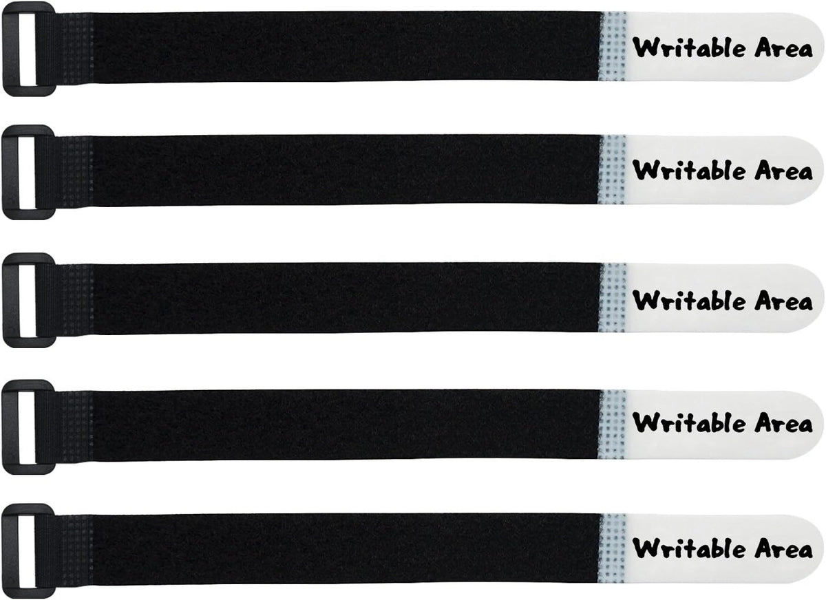 Mr-Label Unique Writable Cable Ties - Reusable Fastening Cable Straps - Identify Quickly Cable Labels - for Cord Management (Fastener)