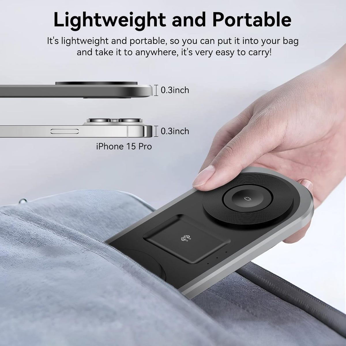 3 in 1 Fast Wireless Charger Stand for iPhone, Foldable Travel Charging Station for Magsafe for iPhone 17/Air/16/15/14/13/12 Series, Apple Watch Series, AirPods pro/2/3/4, Gifts for Women Men (Golden)