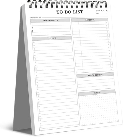 To Do List Notepad Notebook for Work 8.5"x11"Undated Daily Planner | Checklist Note Pad with Schedule, Task Tracker, Stay Organized, Office Supplies & Desk Accessories, 52 Tear-Off Sheets, Gray