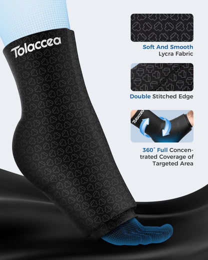 Ankle Foot Ice Pack Wrap for Injuries, Reusable Gel Ice Pack for Hot & Cold Therapy, Cold Therapy Compression Sleeve for Achilles Tendonitis,Plantar Fasciitis,Swelling,Sprained,Pain Relie