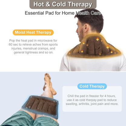 SuzziPad Microwavable Heating Pads for Neck and Shoulder Back Discomfort, 7x16 Fatigue Soothing Heated Pad Microwave, Moist Hot Packs, Unscented Heat Pack for Aches, Sore Muscle, Gray