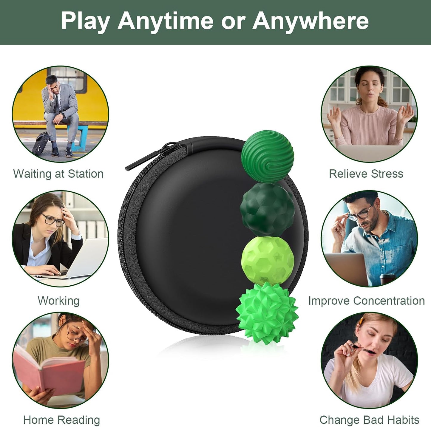 BUSOHA Silicone Fidget Balls - 4 Pack Fidget Toys Adults Sensory Toys Stress Balls for Adults Teens Gifts for Calming,Autism and ADHD Office