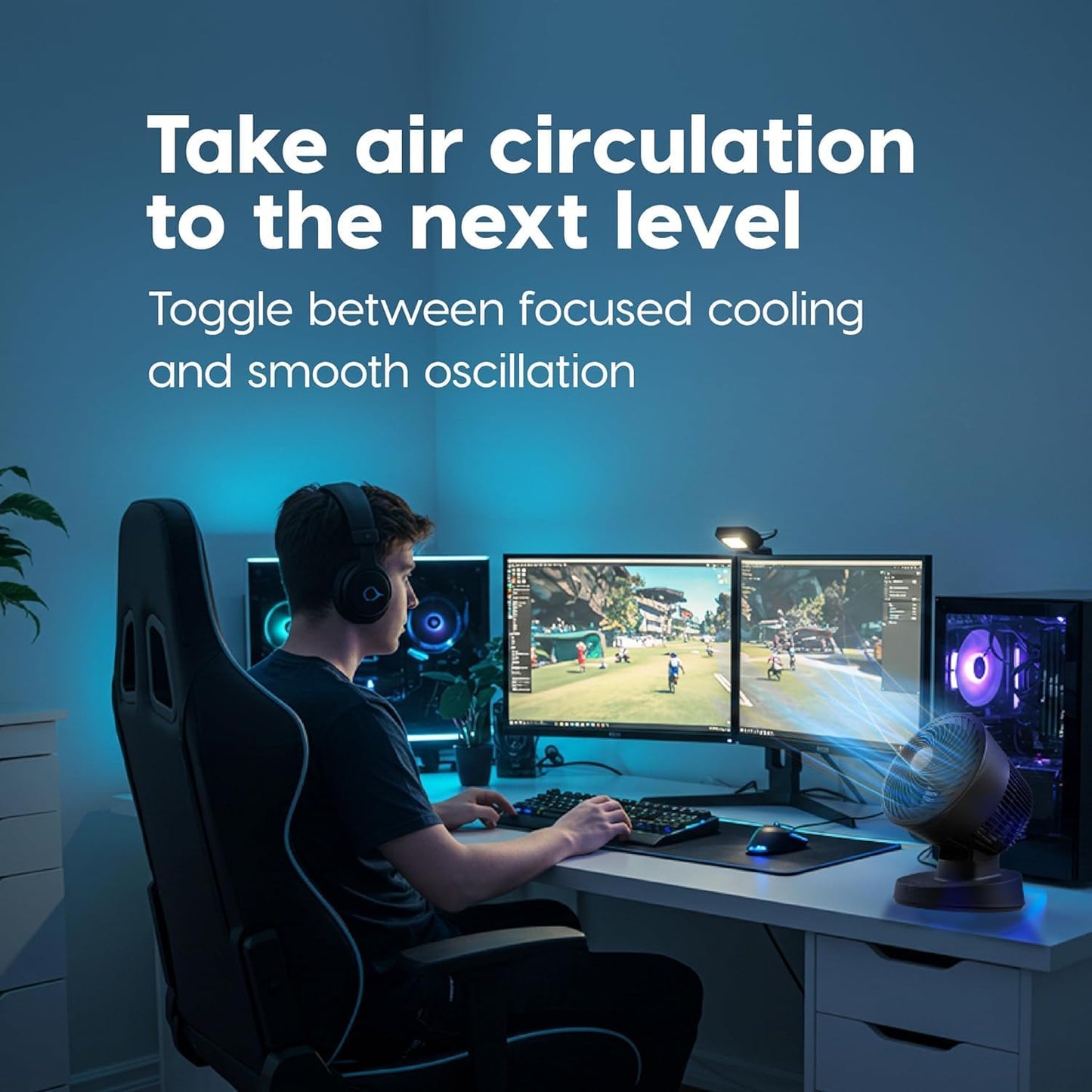 IRIS USA WOOZOO Air Circulator Fan with Remote, Oscillating, 5 Speeds, 82ft Max Air Distance, 90° Adjustable Tilt, 30db Quiet Motor, Small Fan for Bedroom, Office, Dorm, White