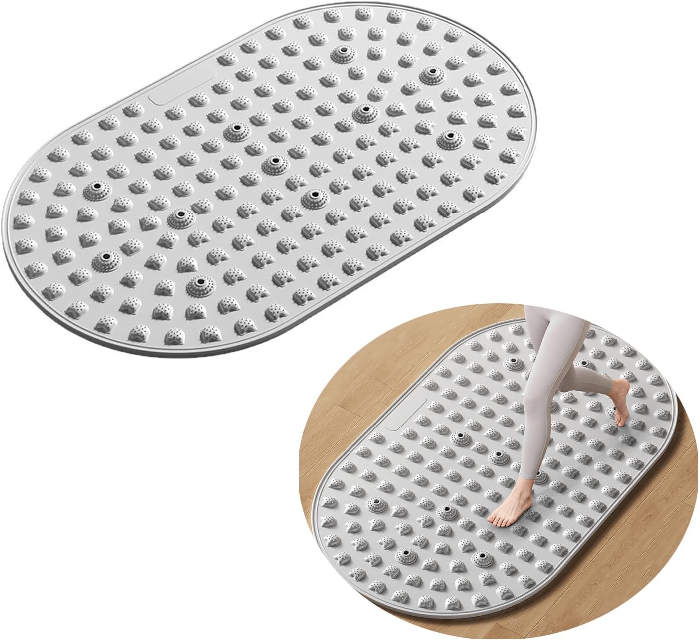 Silicone Reflexology Foot Massage Mat with Magnetic Therapy, Acupressure Meridian Stimulation Pad, Soft Gel TPE Material, 29.6x17.7 Inches, Gray