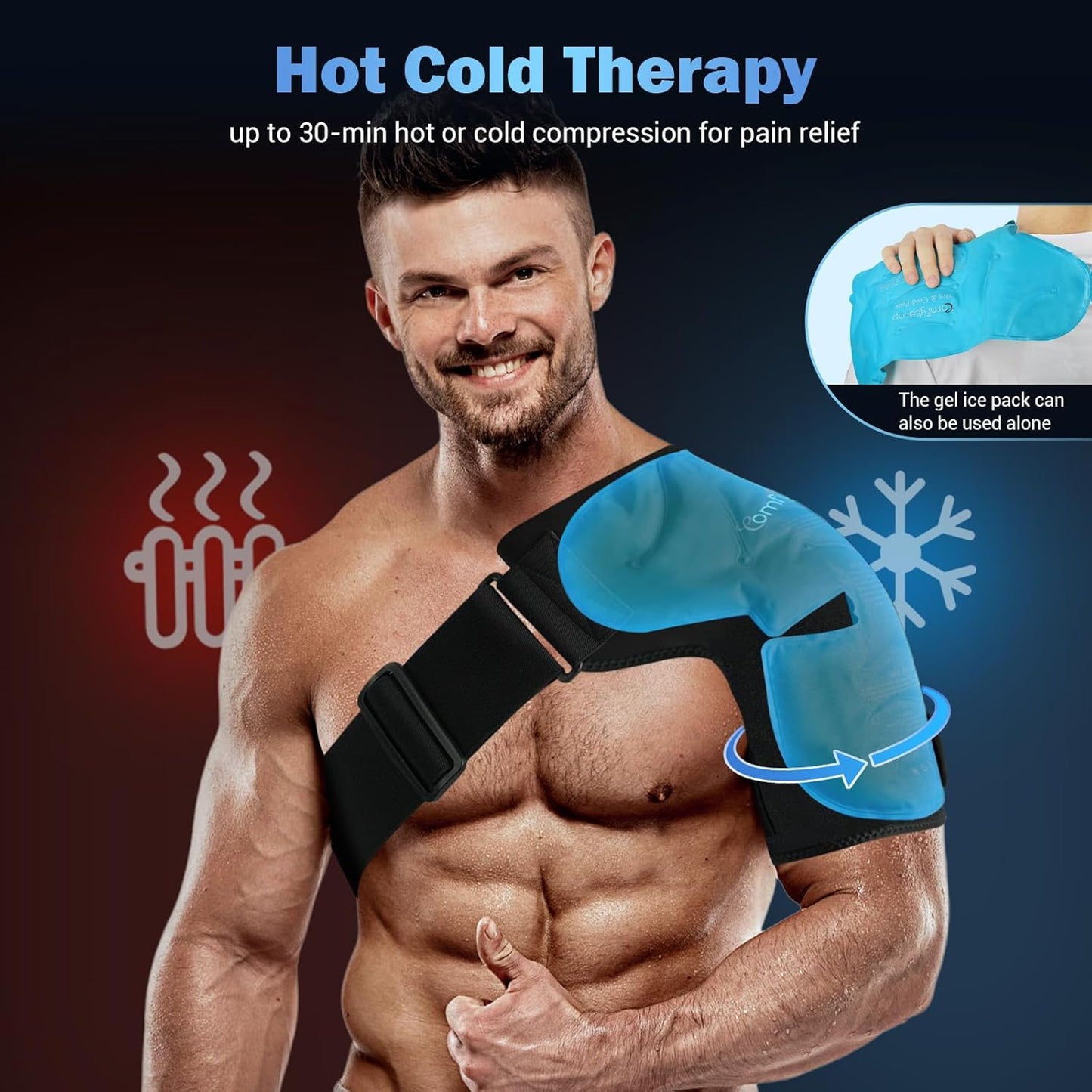 Comfytemp Shoulder Ice Pack Wrap Shoulder Brace, Gel Cold Compression Sleeve for Injuries Reusable Arm Rotator Cuff Pain Relief, Therapy Recovery Items for Men Women, 2 Gel Ice Packs