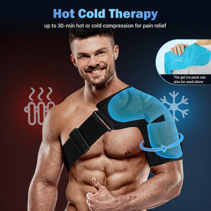 Comfytemp Shoulder Ice Pack Wrap Shoulder Brace, Gel Cold Compression Sleeve for Injuries Reusable Arm Rotator Cuff Pain Relief, Therapy Recovery Items for Men Women, 2 Gel Ice Packs