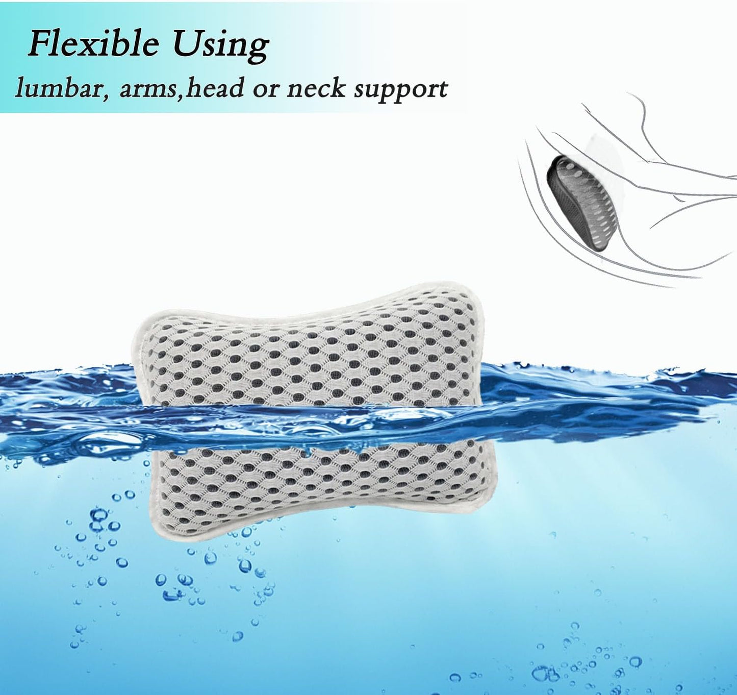 Bath Pillows for tub,Home Spa Pillows for Bathtub, Hot Tub,Head and Neck Support with 2 Strong Suction Cups,White