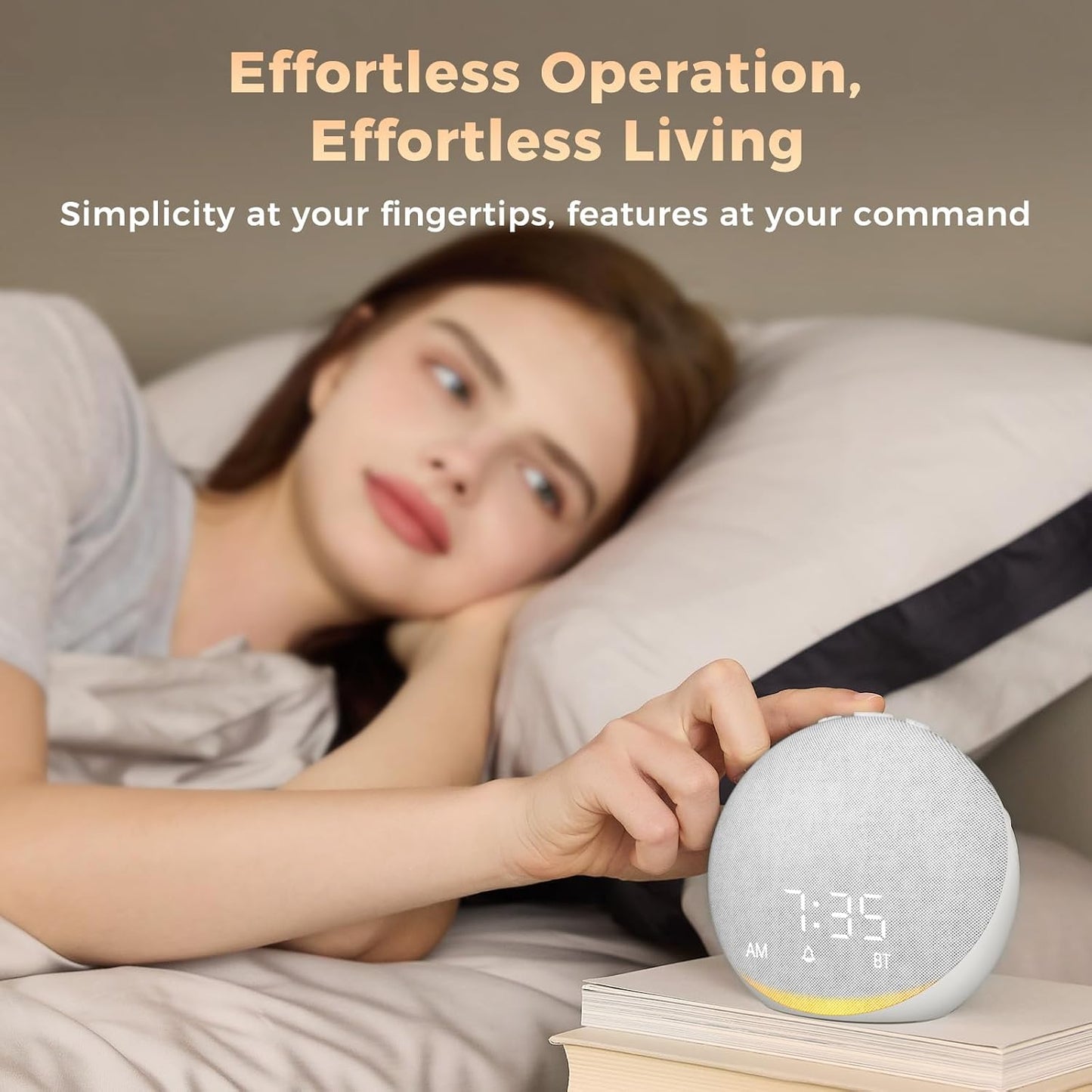 Sound Machine Alarm Clock for Bedroom: 25 Natural Sleep Sounds - White Noise Machine for Adults Kids Baby - Gentle Wake Up Alarm with Bluetooth Speaker - Putty