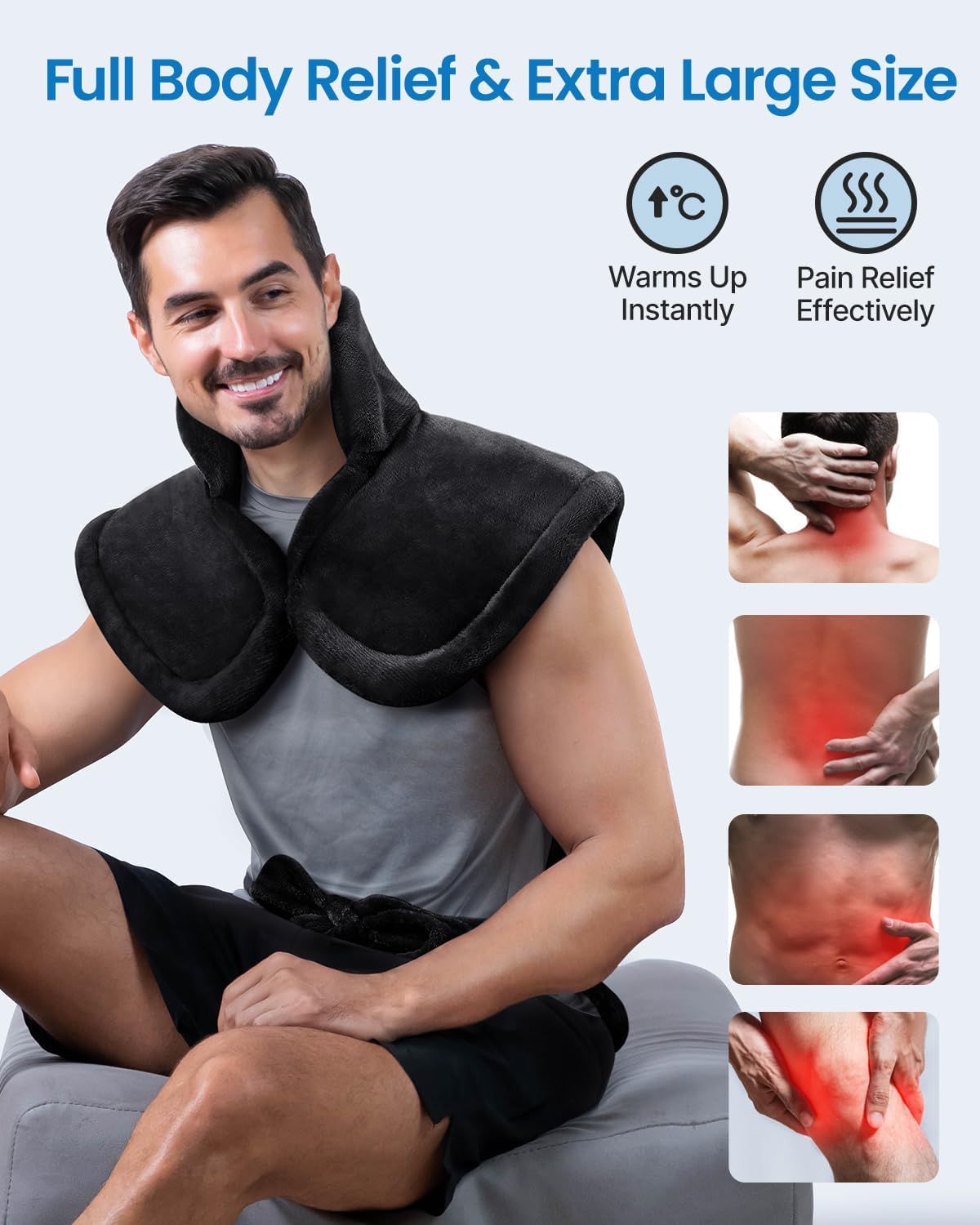 RENPHO Fathers Day Dad Gifts, Electric Heating Pad - 6 Heat Levels for Neck Shoulder and Back, Birthday Gifts for Women Men, Weighted Pad for Snug Fit, ETL Certified, FSA Eligible, 24"x33" Gray