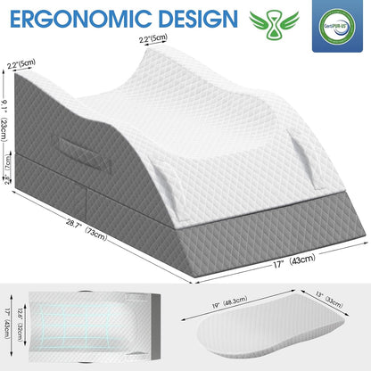 TranquilRelax Elevation Pillows for Leg After Surgery, Memory Foam Adjustable Wedge Pillow for Injury or Rest, Ankle Pillow for Sleeping Blood Circulation, Grey/Single Leg