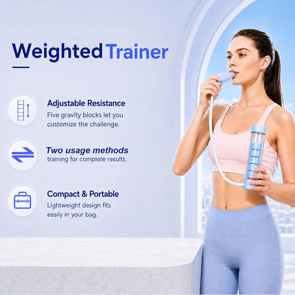 Adjustable Breathing Training Device,Weighted Practice Tool,Portable Yoga Accessory,Daily Breathing Resistance Training Dumbbells,Gym Breathing Trainer for Adults,Travel Fitness Exercise,Blue