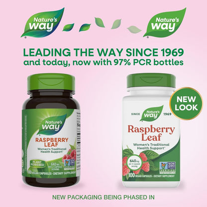 Nature's Way Raspberry Leaf - Traditional Women’s Wellness Supplement for Plant-Based Support* - Traditional Herbal Supplement - Vegan, Gluten-Free & Dairy-Free - 100 Count (50 Servings)