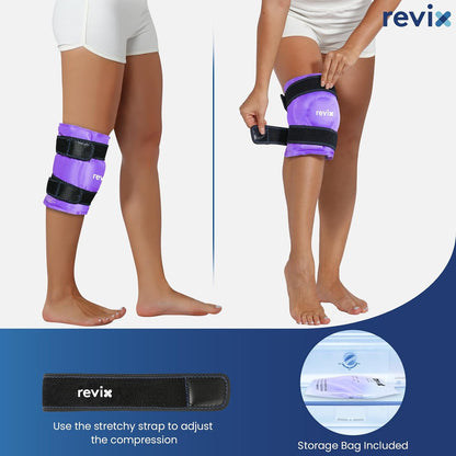 REVIX 19" Extra Large Knee Ice Pack Wrap Around Entire Knee, Reusable Gel Cold Pack for Discomfort and Post-Workout Fatigue, Cold Compress, Enhance Comfort and Recovery