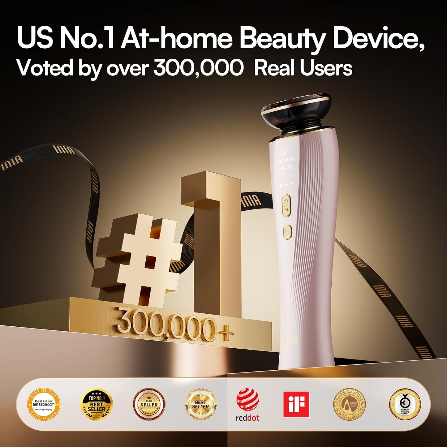INIA FLARE 3-in-1 Red Light Therapy Beauty Device for Face & Neck White