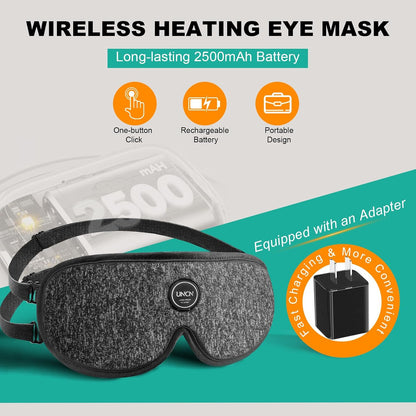UNCN Heated Eye Mask for Dry Eyes Cordless Rechargeable 4 Temp Settings
