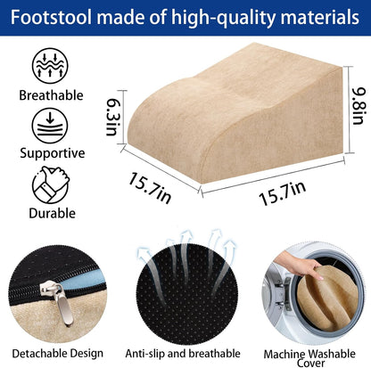 Foot Rest for Under Desk at Work, Ergonomic Under Desk Footrest with Washable Cover for Office, Home & Gaming Leg Elevation Pillow Black