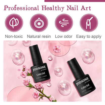 JODSONE Gel Nail Polish Kit 60 PCS with U V Light Soak off Base Top Coat 55 Shine Colors Gel Nail Kit Bright and Dark Brown Wine Red Series Manicure Set for Women and Girls