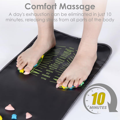 Foot Massage Mat, Reflexology Mat Walk Stone Road Foot Acupressure Mat Pressure Point Massage Acupoint Mat for Long Sitting Elderly Students and Office Workers (68.9 x 13.78 Inches)