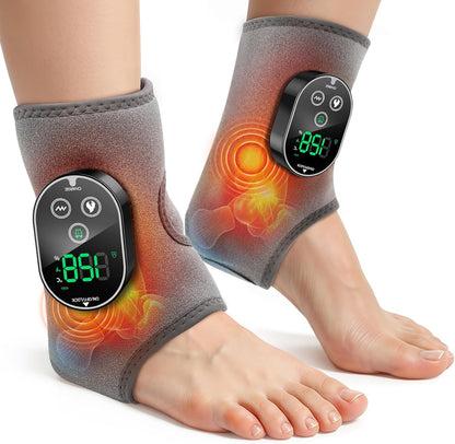 WoloyHeatie Cordless Foot Massager for Neuropathy, 3000mAh Rechargeable Ankle Heating Pad with Massage for Circulation, Foot Ankle Pain Relief Massager, Gray