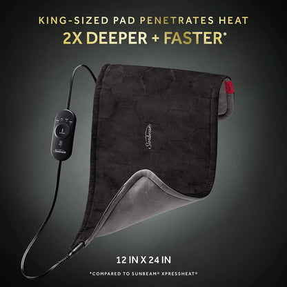 Sunbeam AdvancedHeat King-Sized Heating Pad, Sunbeam Heating Pad for Tough Pain Relief