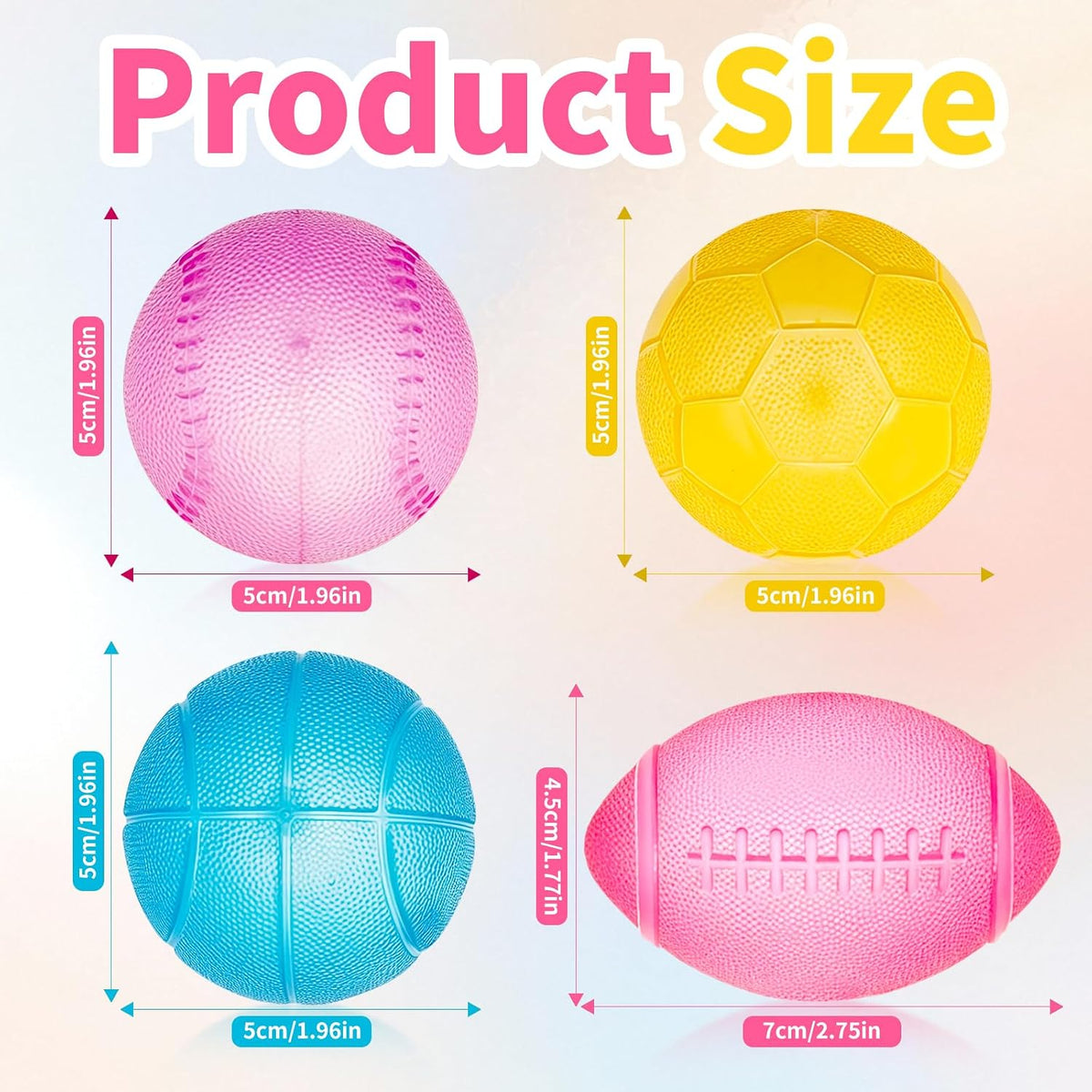 4 Pcs Stress Balls Fidget Toys, Sports Ball Stress Relief Toys