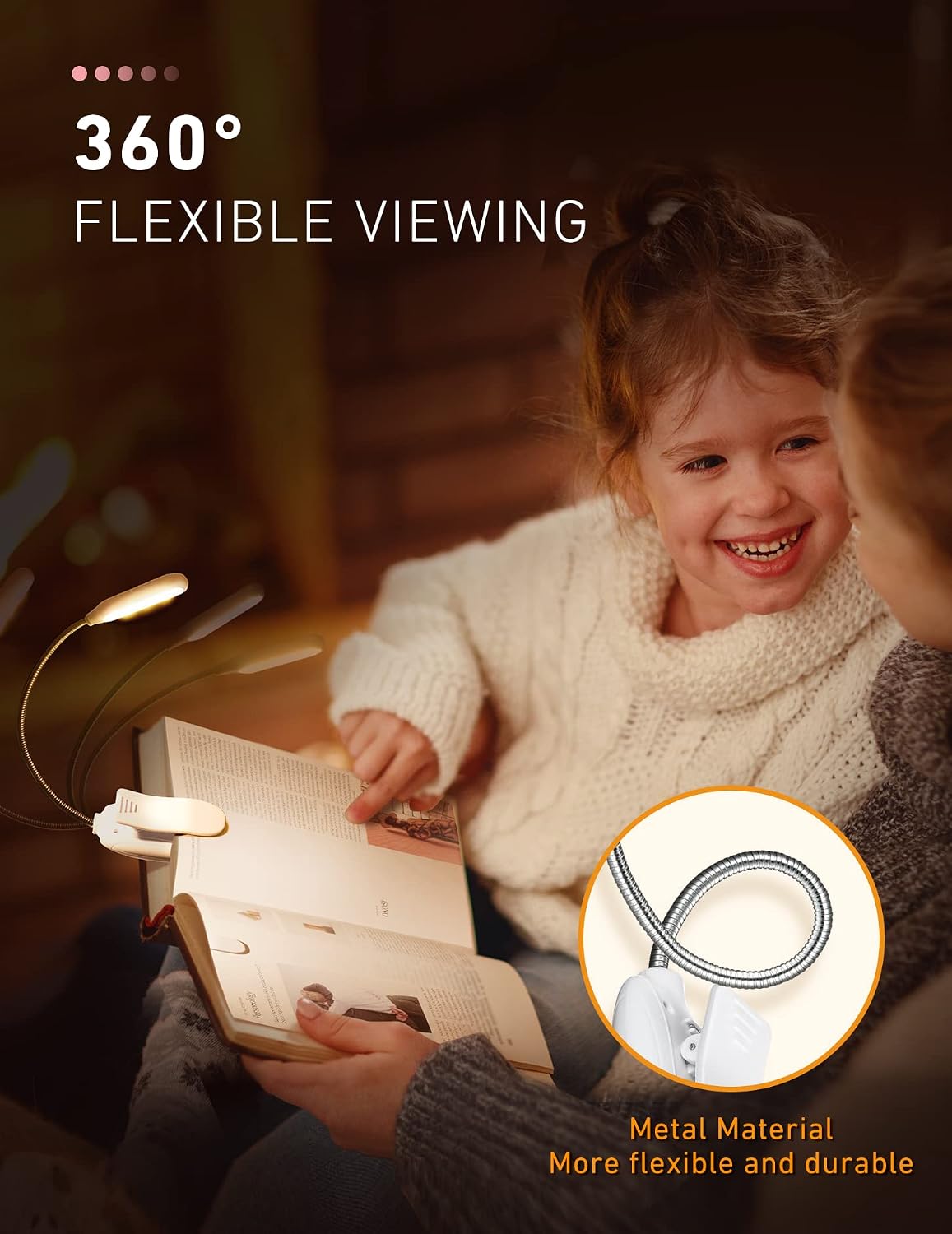 Monotremp Book Lights for Reading at Night in Bed, 80 Hours Runtime Rechargeable Reading Lights for Books in Bed, 3 Brightness Levels × 3 Color Temperatures, 1.3 oz Lightweight