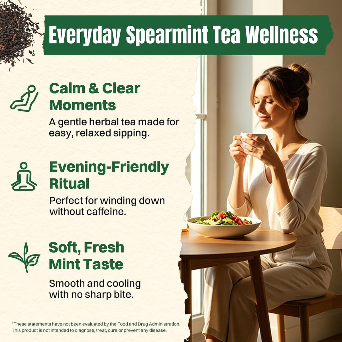 Spearmint Tea Bags 100 Count – Caffeine-Free Smooth Mint Tea, After Meals