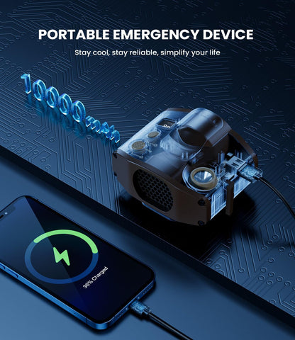 Portable Mini Waist Clip on Belt Fan, 10000mAh Battery Operated Hand-free Wearable Necklace Fan, 16000RPM Strong Airflow 21H Working Time, Rechargeable USB Personal Cooling for Outdoor Camping-Green