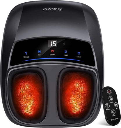 KINGJOY Foot Massager with Heat for Neuropathy, [2026 Upgraded], Deep Kneading Shiatsu Foot Massager for Plantar Fasciitis, Fits Up to Men Size 14, Ideal for Seniors and Family Daily Care