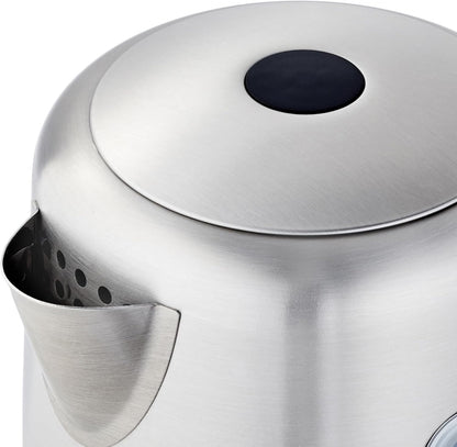 Amazon Basics Electric Stainless Steel Kettle for Tea and Coffee, BPA-Free, Fast Boiling, Auto Shut-Off, 1 Liter, 1500W, Black and Silver