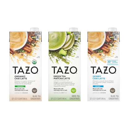 TAZO Strawberry Matcha Latte Concentrate, Sweetened Green Tea and Matcha Flavor, 32 Fl Oz Carton (Pack of 2)